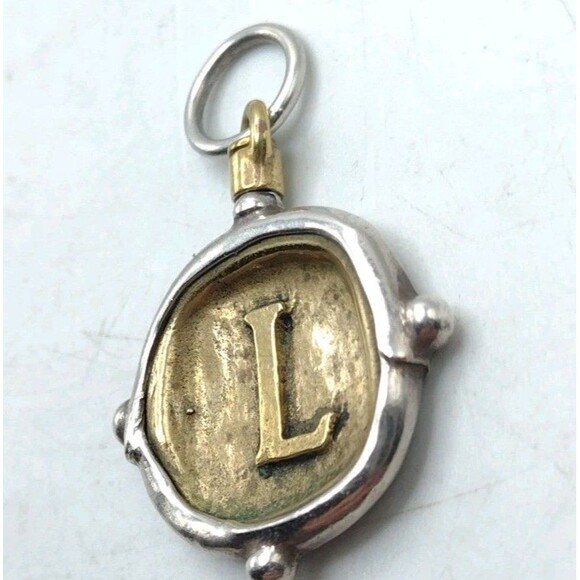 Waxing Poetic Sterling Silver Brass Voyager Insignia Charm "L" Monogram Initial - Picture 3 of 7